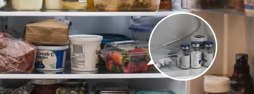 Vials loose in a domestic kitchen fridge